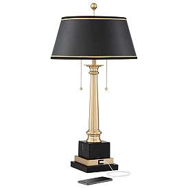 Image2 of Barnes and Ivy Georgetown 28 1/2" Brass Traditional Lamp with USB Port