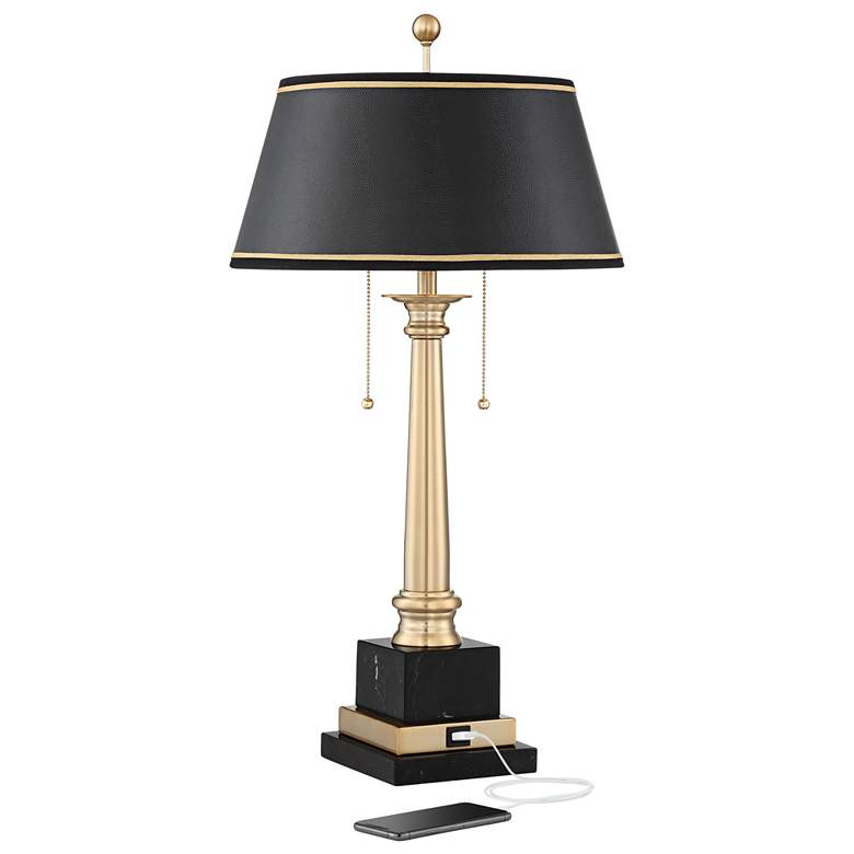 Image 2 Barnes and Ivy Georgetown 28 1/2" Brass Traditional Lamp with USB Port