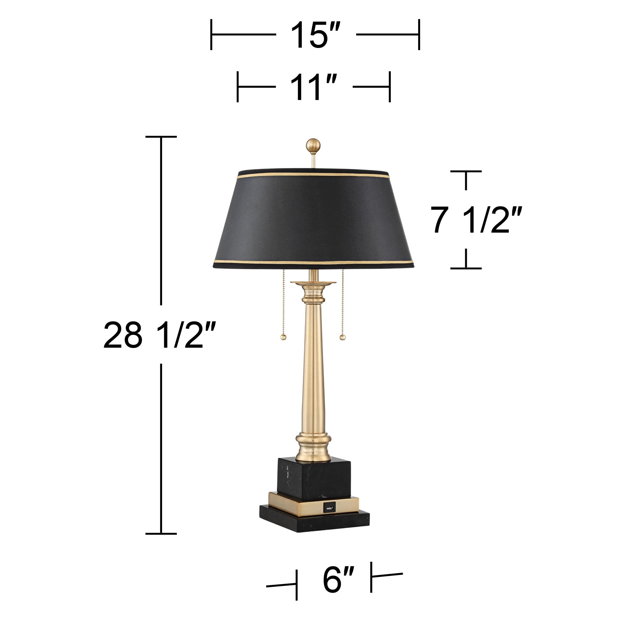 Barnes and Ivy Georgetown 28 1/2" Brass Traditional Lamp with USB Port