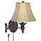 Barnes and Ivy Godia Bronze Oval Plug-In Swing Arm Wall Lamp