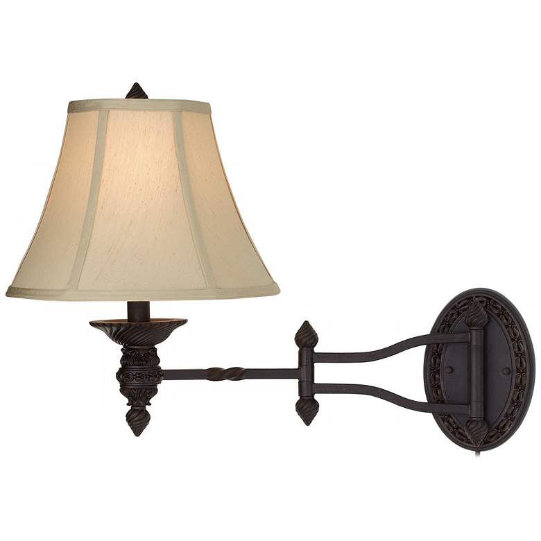 Image 6 Barnes and Ivy Godia Bronze Oval Plug-In Swing Arm Wall Lamp more views