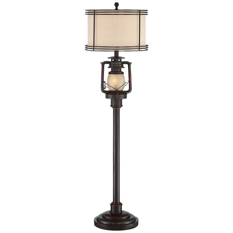 Image 2 Barnes and Ivy Henson 63 inch Rustic Lantern Floor Lamp with Night Light