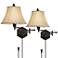 Barnes and Ivy Hexagon Bronze Swing Arm Plug-In Wall Lamps Set of 2