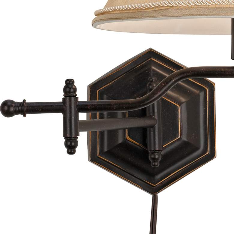 Image 3 Barnes and Ivy Hexagon Bronze Swing Arm Plug-In Wall Lamps Set of 2 more views