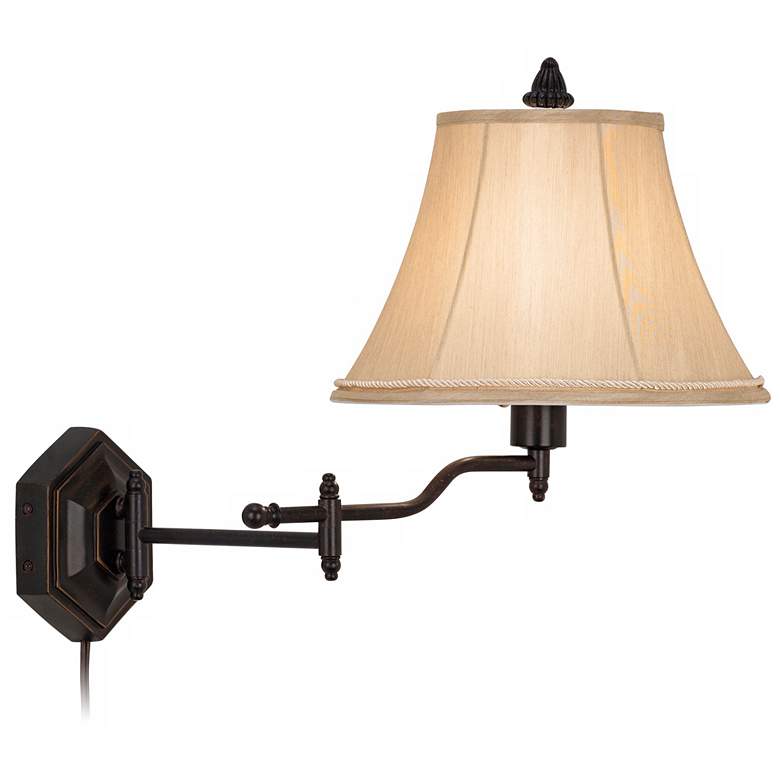 Image 6 Barnes and Ivy Hexagon Bronze Swing Arm Plug-In Wall Lamps Set of 2 more views