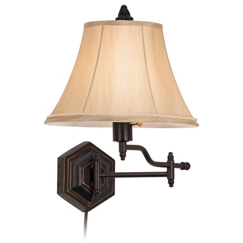 Image 7 Barnes and Ivy Hexagon Bronze Swing Arm Plug-In Wall Lamps Set of 2 more views