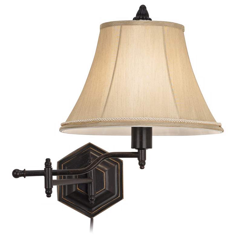 Image 4 Barnes and Ivy Hexagon Swing Arm Plug-In Wall Lamp with Cord Cover more views