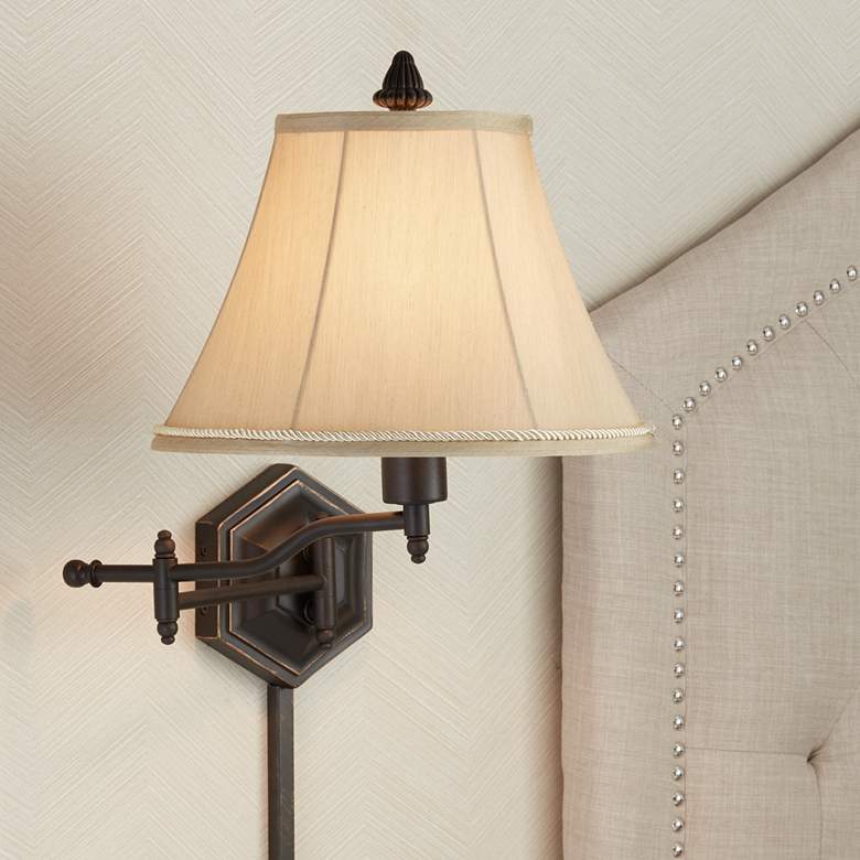 Image 1 Barnes and Ivy Hexagon Swing Arm Plug-In Wall Lamp with Dimmer