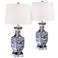 Barnes and Ivy Iris 28" Blue and White Porcelain Table Lamps Set of 2