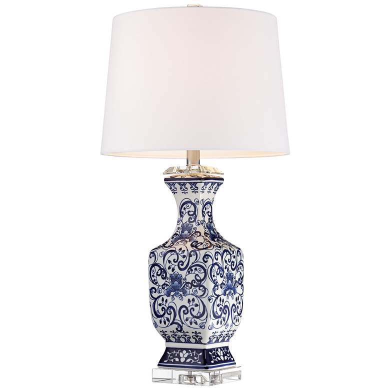 Image 7 Barnes and Ivy Iris 28" Blue and White Porcelain Table Lamps Set of 2 more views