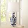 Barnes and Ivy Iris 28" Blue and White Porcelain Table Lamps Set of 2 in scene