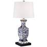 1_Barnes and Ivy Iris 28" Porcelain Lamp with Square Black Marble Riser