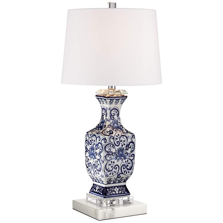 Image 1 Barnes and Ivy Iris 28" Traditional Ceramic Lamp with Marble Riser