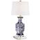 Barnes and Ivy Iris 28" Traditional Ceramic Lamp with Marble Riser