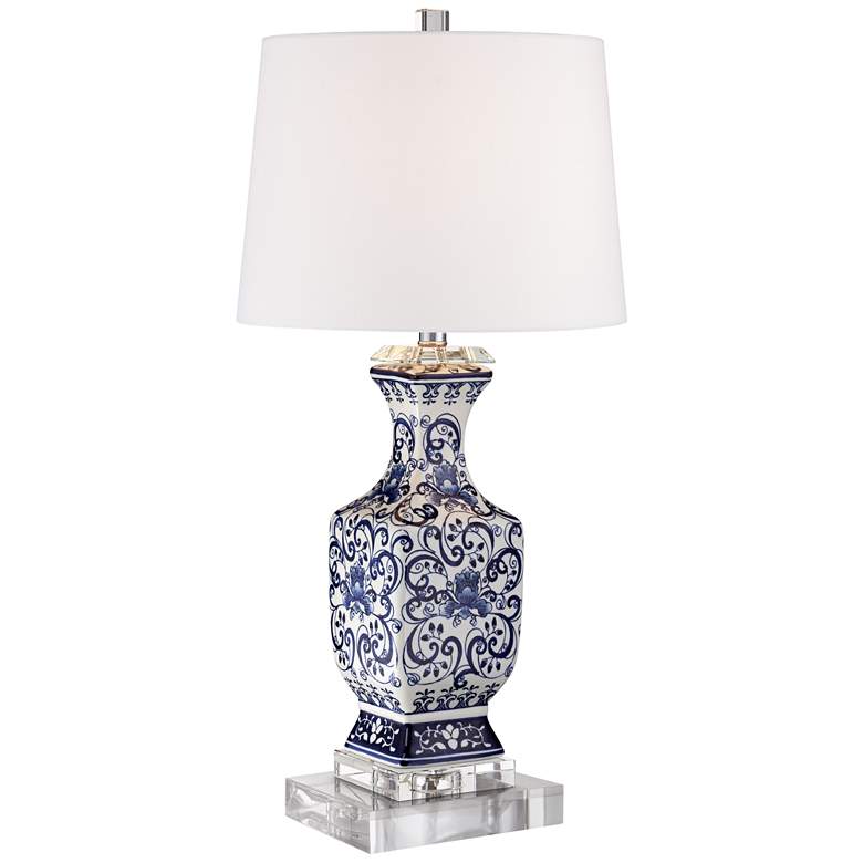 Image 1 Barnes and Ivy Iris 29 1/2" Porcelain Lamp with Square Acrylic Riser