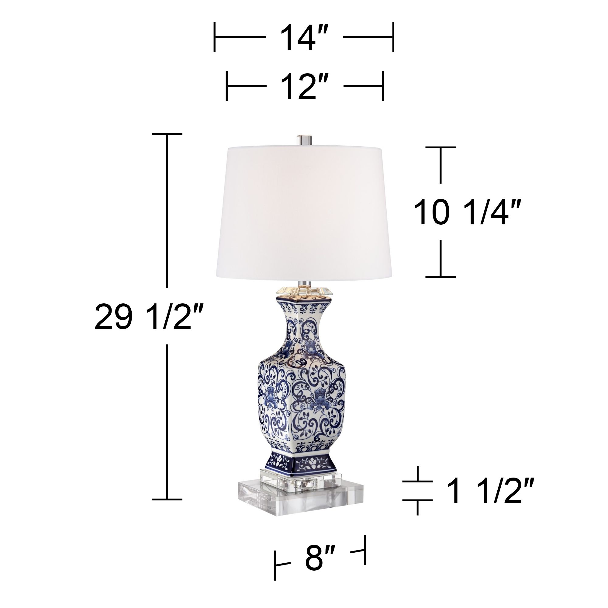 Barnes and Ivy Iris 29 1/2" Porcelain Lamp with Square Acrylic Riser