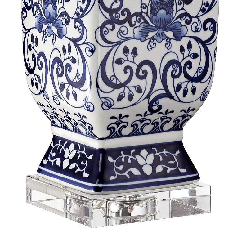 Image 5 Barnes and Ivy Iris Blue and White Porcelain Table Lamp with Dimmer more views