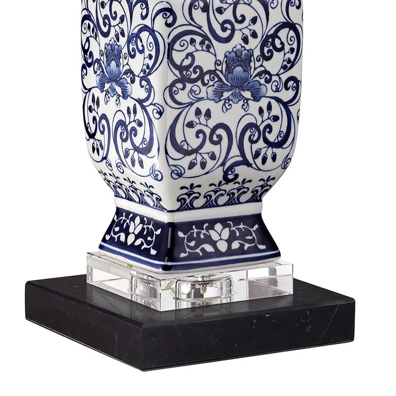 Image 5 Barnes and Ivy Iris Blue Porcelain Lamp with Square Black Marble Riser more views