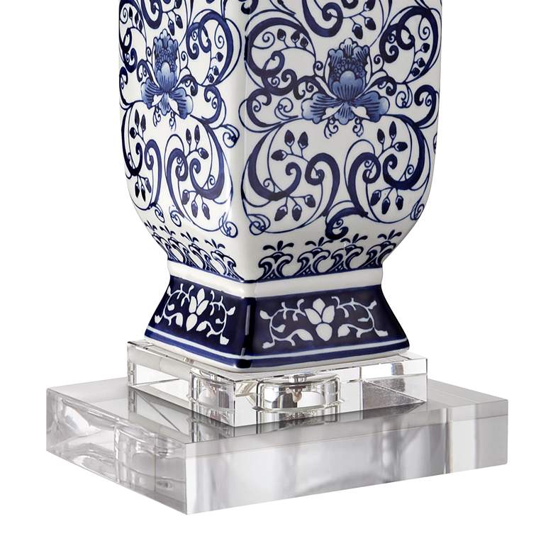 Image 6 Barnes and Ivy Iris Blue Porcelain Table Lamp with Square Acrylic Riser more views