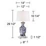 Barnes and Ivy Iris Blue Porcelain Table Lamp with Square Acrylic Riser
