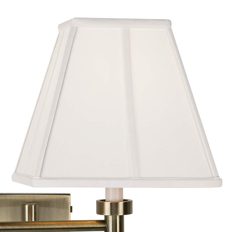 Image 2 Barnes and Ivy Ivory Square Shade Antique Brass Plug-In Swing Arm Wall Lamp more views