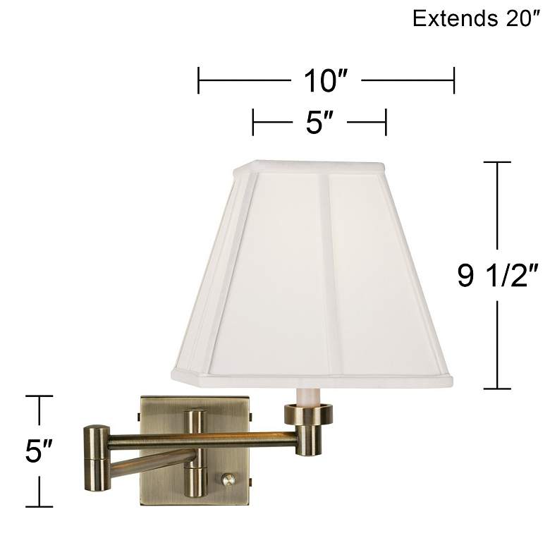 Image 4 Barnes and Ivy Ivory Square Shade Antique Brass Plug-In Swing Arm Wall Lamp more views