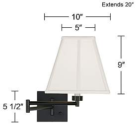 Image3 of Barnes and Ivy Ivory Square Shade Espresso Plug-In Swing Arm Wall Lamp more views