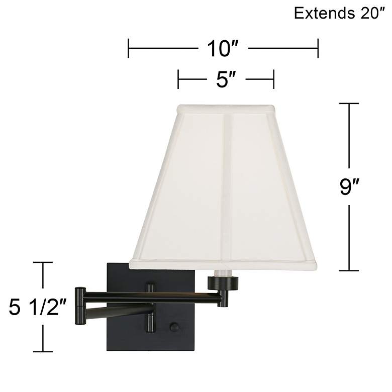 Image 3 Barnes and Ivy Ivory Square Shade Espresso Plug-In Swing Arm Wall Lamp more views