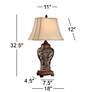 Barnes and Ivy Leafwork 32 1/2" Bronze Vase Lamp with Table Top Dimmer