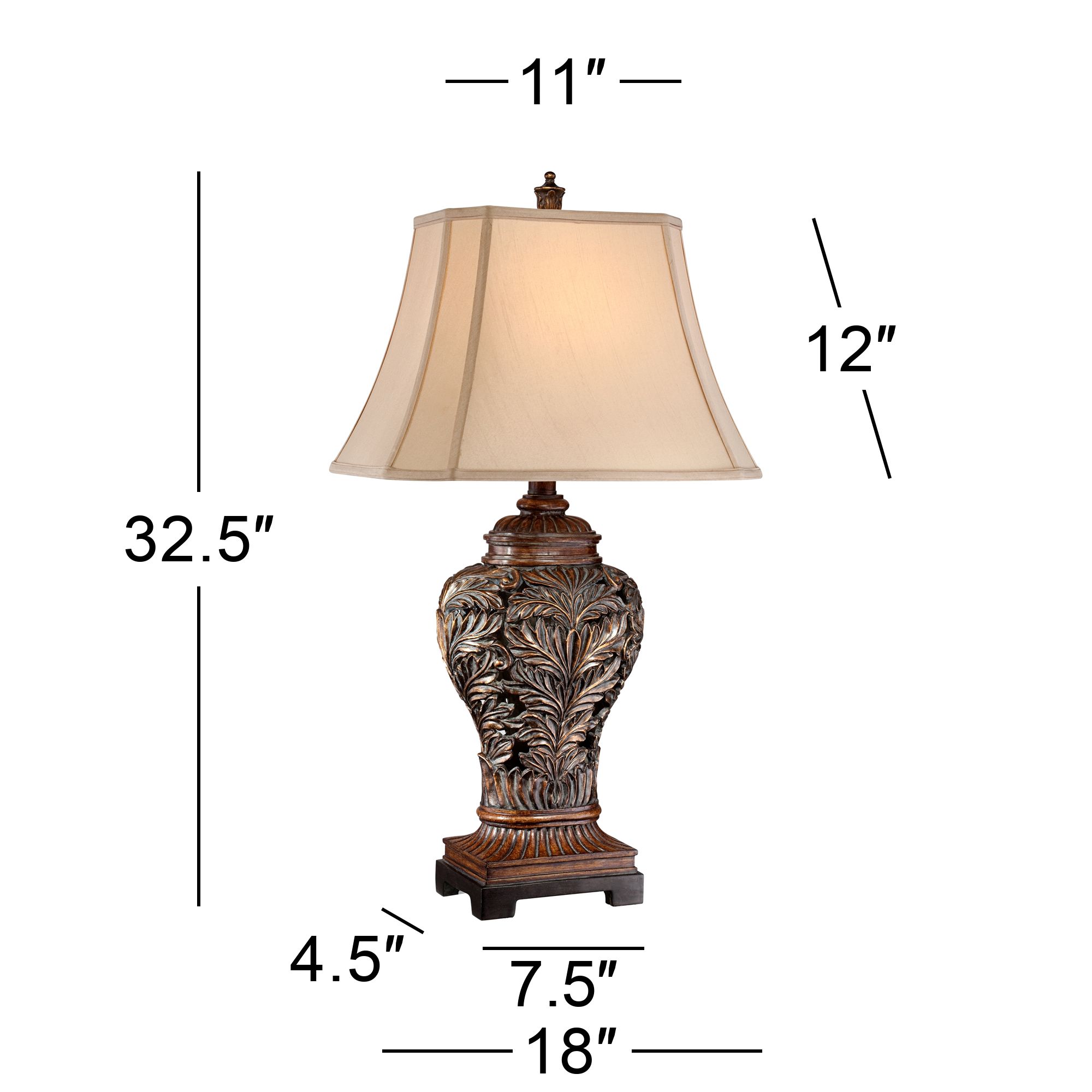 Barnes and Ivy Leafwork 32 1/2" Bronze Vase Table Lamp with USB Dimmer in scene