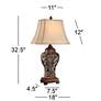 Barnes and Ivy Leafwork 32 1/2" Bronze Vase Table Lamp with USB Dimmer in scene