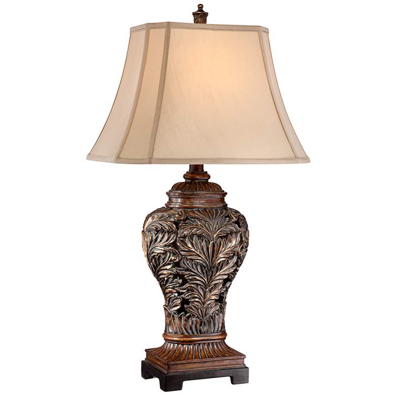 Barnes and Ivy Leafwork Bronze Vase Lamp with Table Top Dimmer