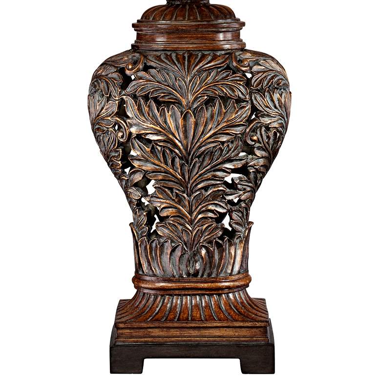 Barnes and Ivy Leafwork Bronze Vase Lamp with Table Top Dimmer more views