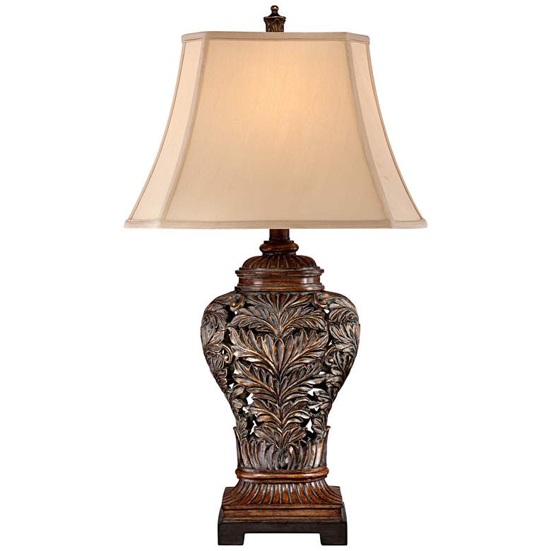 Barnes and Ivy Leafwork Bronze Vase Lamp with Table Top Dimmer more views
