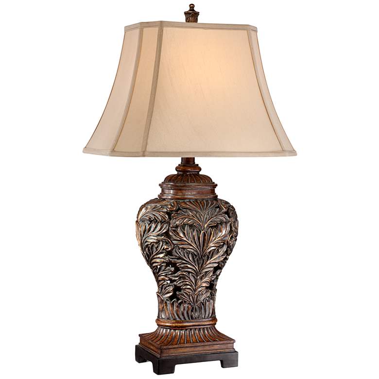 Image 2 Barnes and Ivy Leafwork Bronze Vase Table Lamp with USB Dimmer Cord