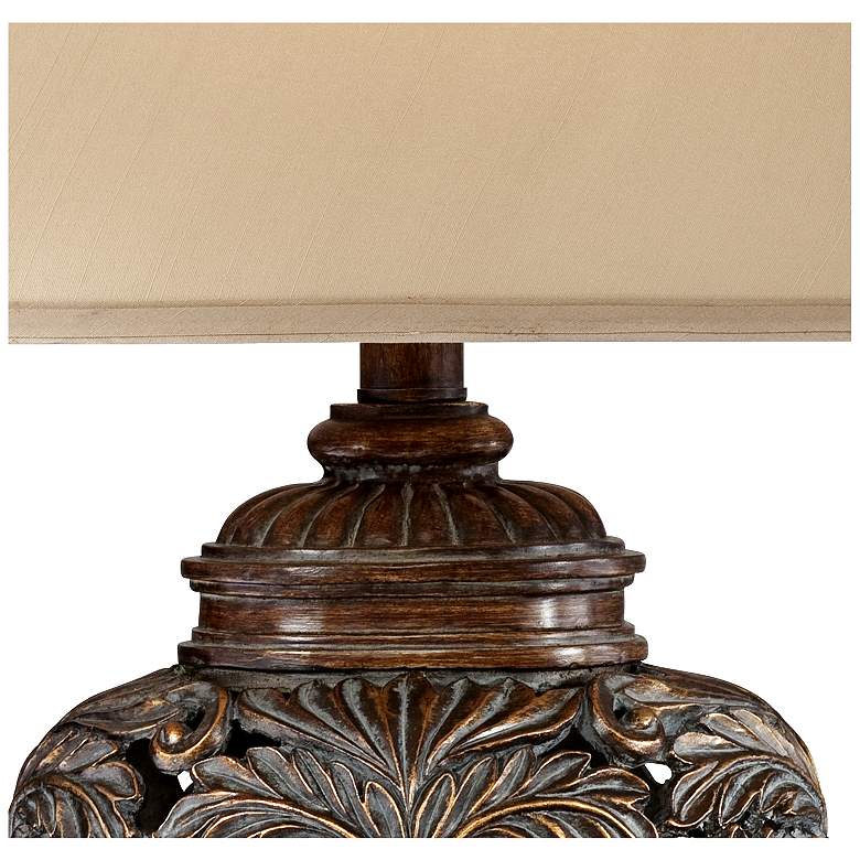 Image 3 Barnes and Ivy Leafwork Bronze Vase Table Lamp with USB Dimmer Cord more views