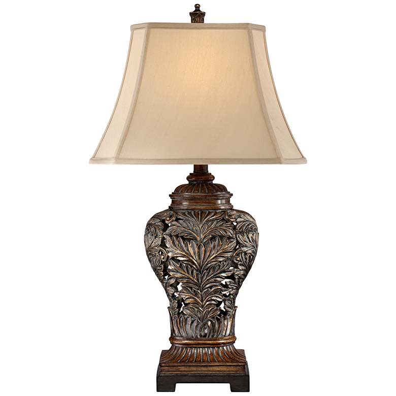 Image 7 Barnes and Ivy Leafwork Bronze Vase Table Lamp with USB Dimmer Cord more views