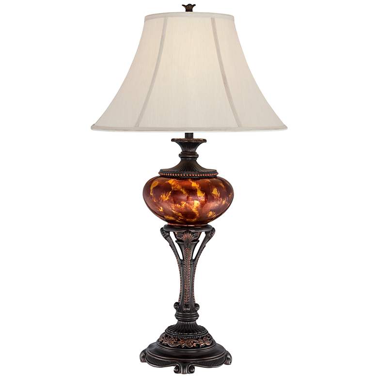 Image 3 Barnes and Ivy Liam 38" Bronze and Tortoise Glass Traditional Lamp more views