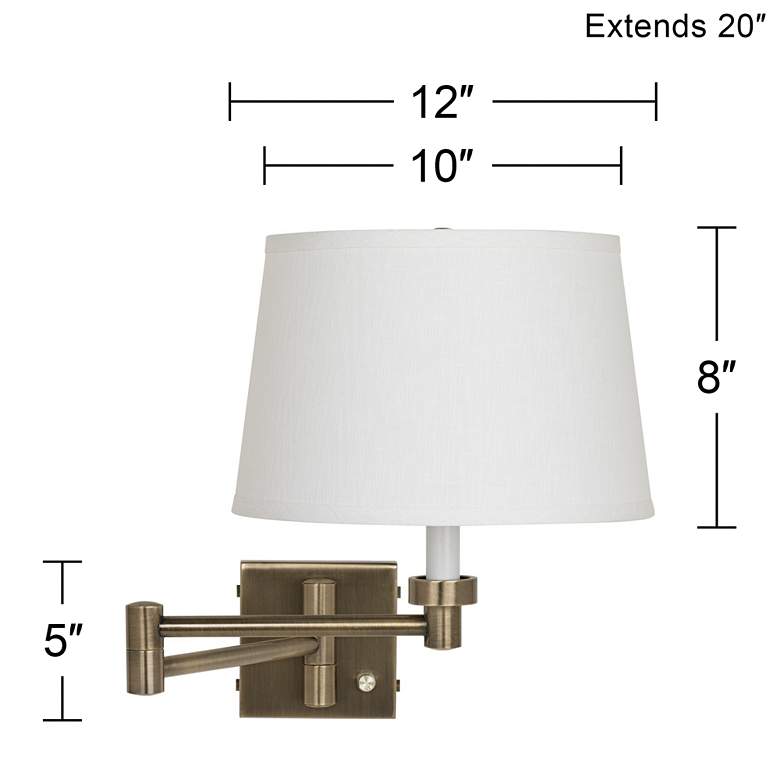 Image 3 Barnes and Ivy Linen and Brass Swing Arm Plug-In Wall Lamp with Cord Cover more views