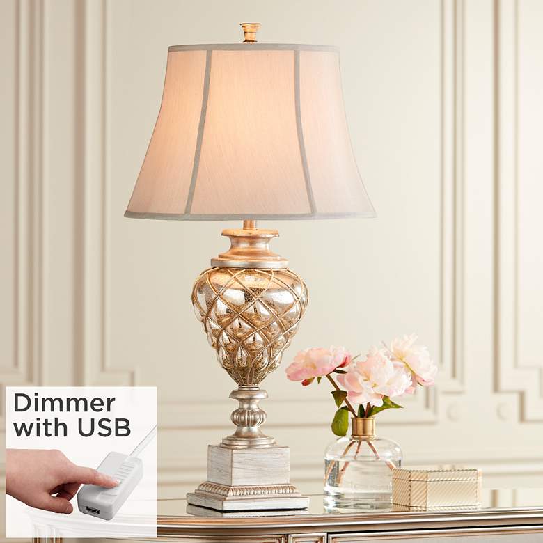 Image 1 Barnes and Ivy Luke 33 3/4" Glass Night Light Lamp with USB Dimmer
