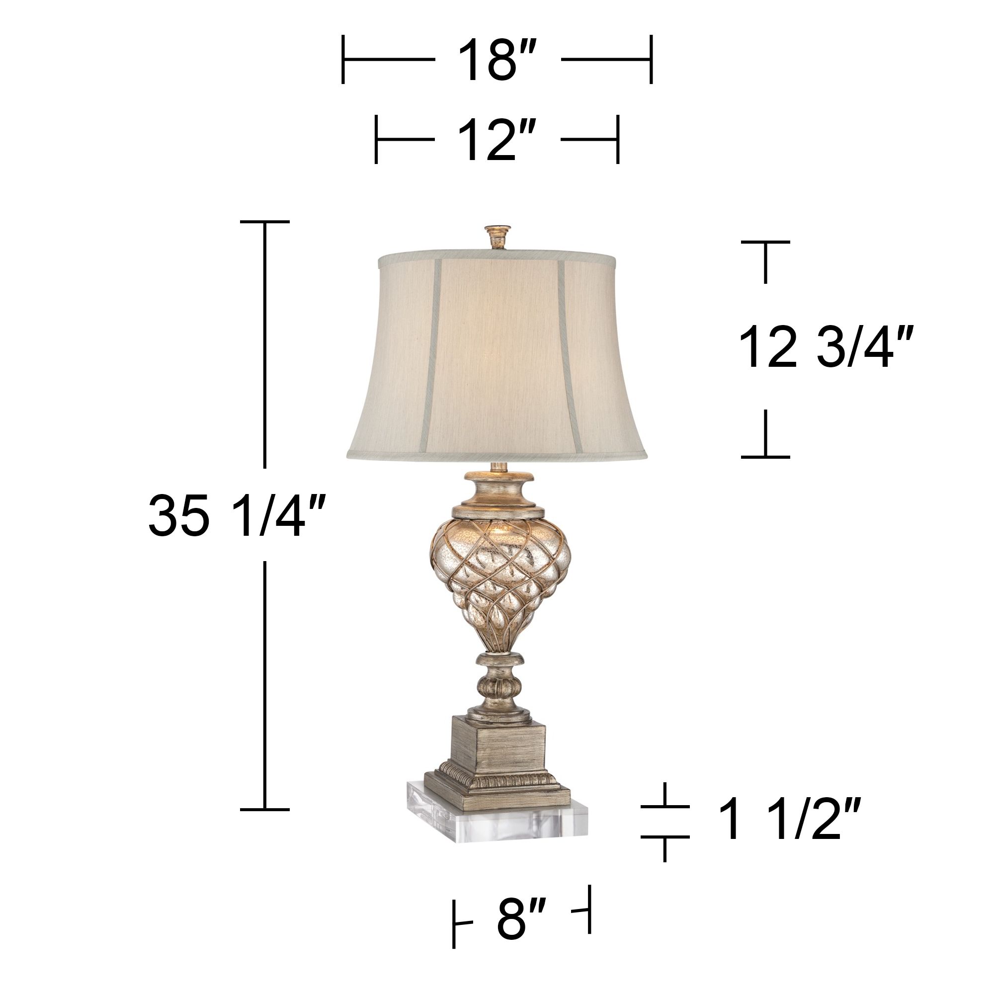 Image 7 Barnes and Ivy Luke 35 1/4" Mercury Glass Lamp with Square Riser more views