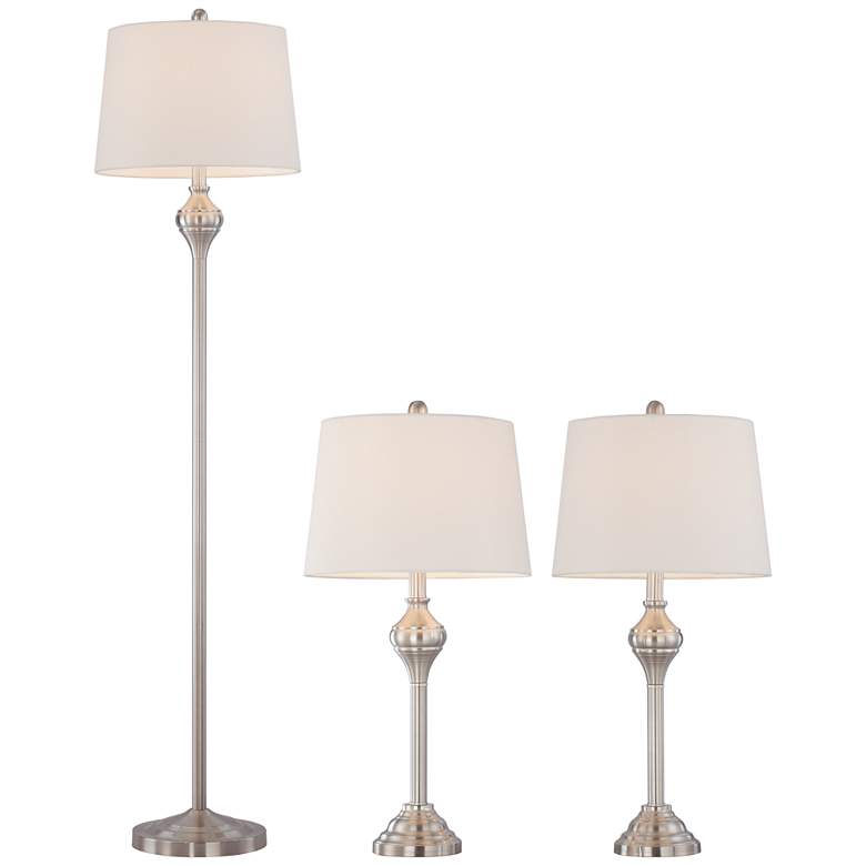 Image 7 Barnes and Ivy Mason Brushed Nickel 3-Piece Floor and Table Lamp Set more views