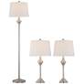 Barnes and Ivy Mason Brushed Nickel 3-Piece Floor and Table Lamp Set