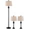 Barnes and Ivy Mason Dark Bronze Traditional Floor and Table Lamps Set of 3