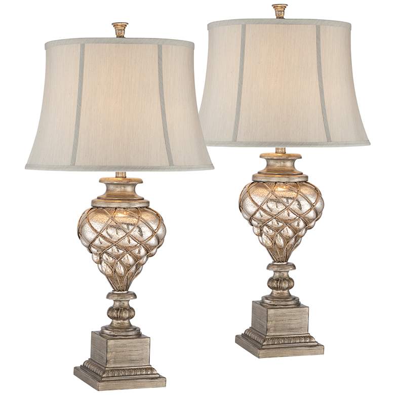 Image 2 Barnes and Ivy Mercury Glass 33 3/4 inch LED Night Light Lamps Set of 2