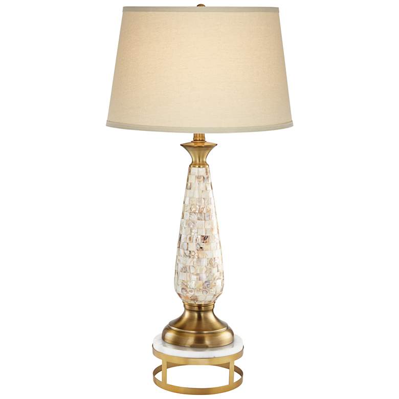 Image 1 Barnes and Ivy Mother of Pearl and Brass 33 1/2" Lamp with Brass Riser