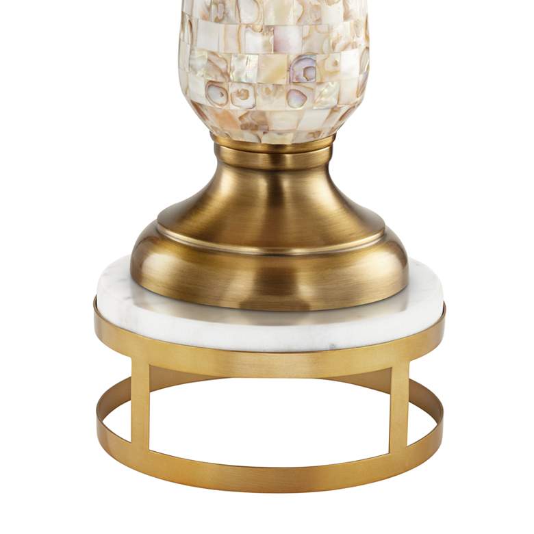Image 4 Barnes and Ivy Mother of Pearl and Brass 33 1/2 inch Lamp with Brass Riser more views