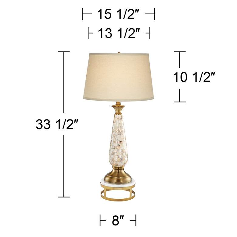 Image 5 Barnes and Ivy Mother of Pearl and Brass 33 1/2 inch Lamp with Brass Riser more views