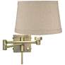1_Barnes and Ivy Natural Linen Drum Antique Brass Swing Arm with Cord Cover