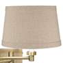 Barnes and Ivy Natural Linen Drum Antique Brass Swing Arm with Cord Cover